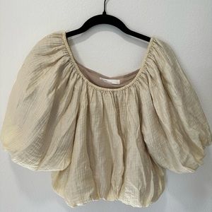 Oak & Fort | Cream Puffer Shoulder Top